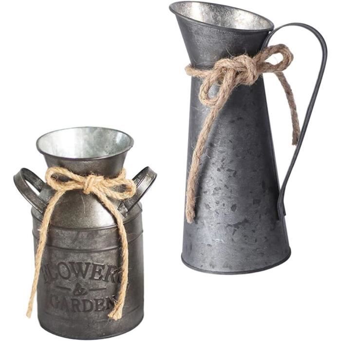 Soyizom Seau à fleurs vintage en métal avec forme de cœur, vase décoratif rustique avec poignée, pot à lait finition galvanisée, pot à fleurs en métal shabby chic pour décoration d'intérieur rustique Soyizom Seau à fleurs vintage en métal avec forme de cœur, vase décoratif rustique avec poignée, pot à lait finition galvanisée, pot à fleurs en métal shabby chic pour décoration d'intérieur rustique