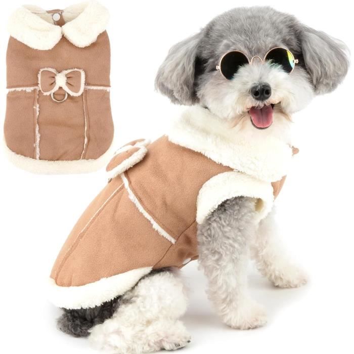 Manteau dhiver pour chien et chat de petite taille manteau en polaire de cisaillement pour chien et chat avec anneau en D( L )