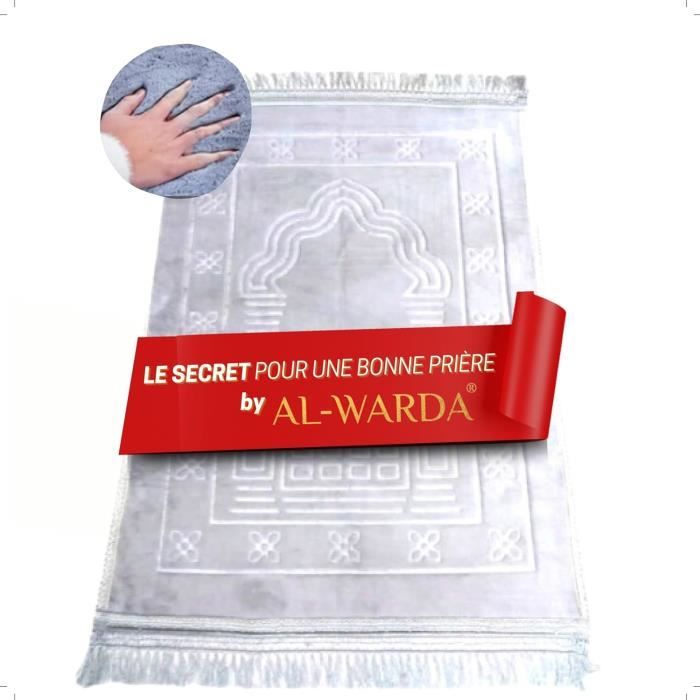 Tapis De Prière Islamique En Velours Peluche - Motif Mosquée Fleuri - 3 Couleurs Disponibles