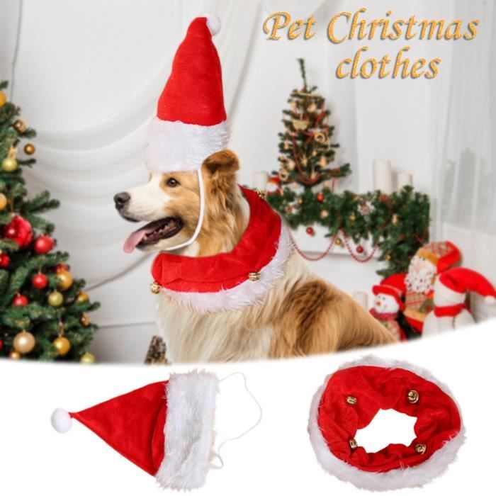 Bonnet De Noël Pour Chien/Chat Avec Pompon - Tissu Doux, Sangle Réglable - Déguisement Fêtes (Vert) - 8
