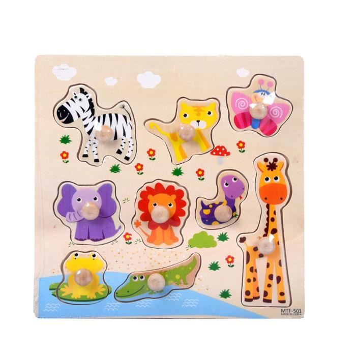 9 pièces en bois heureux Zoo Puzzle d'apprentissage bébé enfants Jouets D  sutabak4640 - Cdiscount Jeux - Jouets