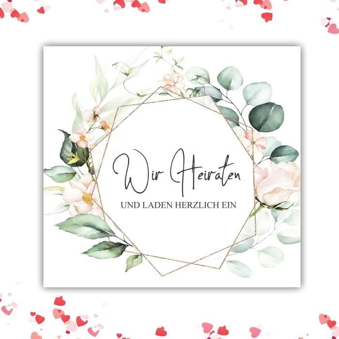 VVXXMO Lot De 20 Cartes D'Invitation Mariage Mr & Mrs Avec Enveloppes - Kit Fiançailles Anniversaire Élégant