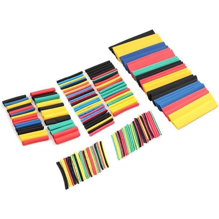 Gaines étanches Polyoléfine Kit 140 Gaines Thermorétractables - 7 Tailles - 5 Couleurs - Rapport 2:1 - Pour Électricité Et Bricolage Accessoire Câblage