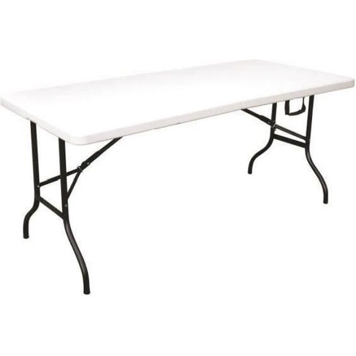 table de jardin pliante pehd fiesta blanche - 8 personnes - 180x76x74 cm