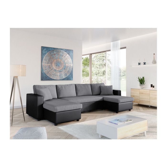 Canapé Dangle Panoramique Maria Convertible Noir Gris