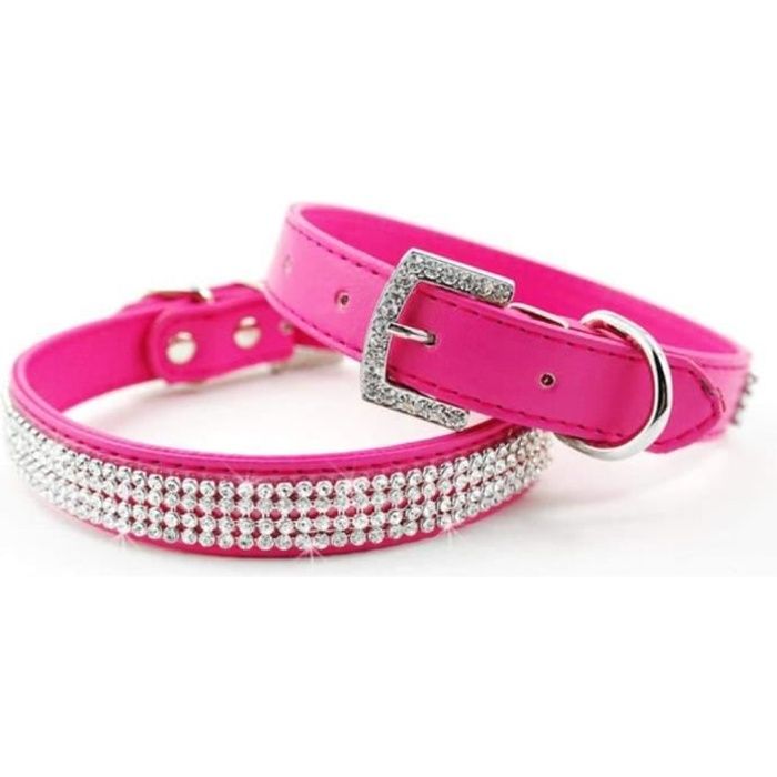 Collier Pour Chien Chat Couleur Rose Foncé Avec s