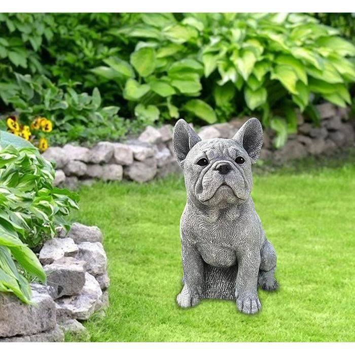 AJWFigurine de chien en pierre de jardin statue de chien décoration de
