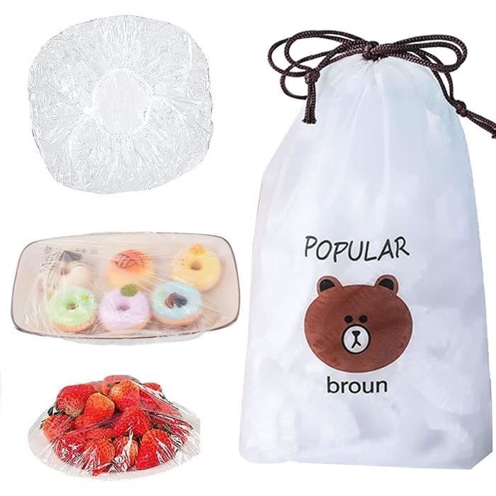 Film Alimentaire Réutilisable élastique - Lot De 500 Charlottes Stretch, Diamètre Extensible Jusqu'à 35 Cm - Pour Couvrir Bols, Assiettes, Fruits - Polyéthylène Sûr