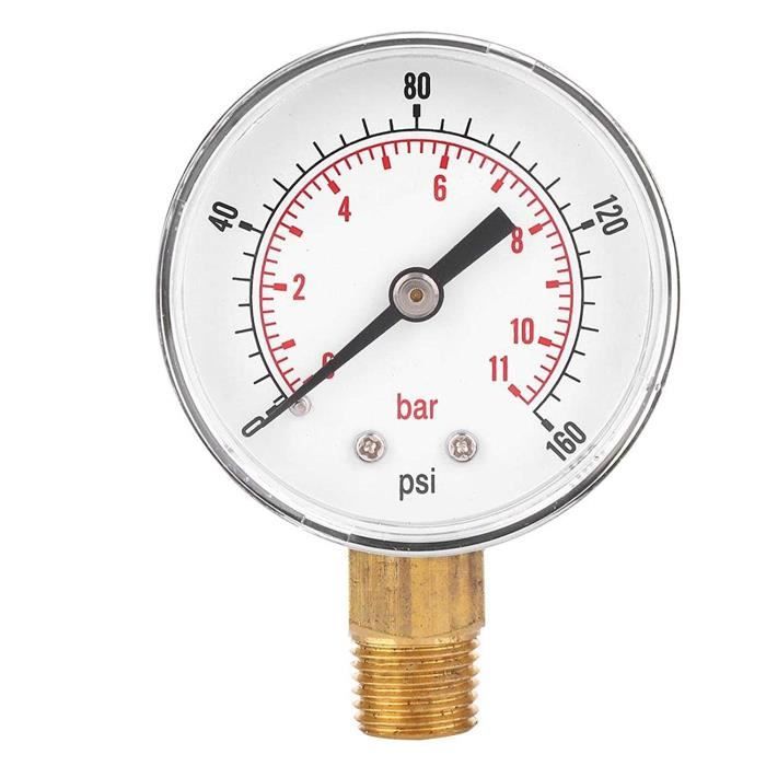 0-100psi 0-7bar Manomètre à connexion inférieure manomètre 50 mm 1/4 BSPT filetage en laiton pour carburant air huile gaz eau 