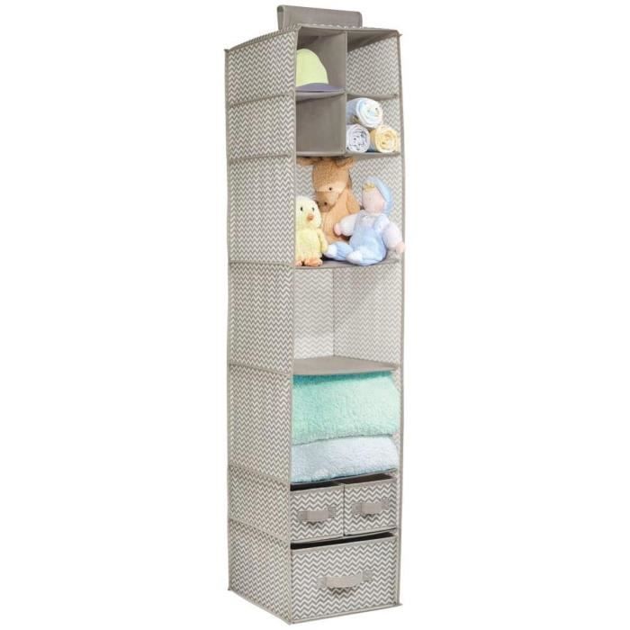 Mdesign Etagere De Rangement En Tissu A Suspendre Organiseur D Armoire De Bebe Pratique Avec 7 Etages Et 3 Tiroirs Pour Vetement Cdiscount Maison