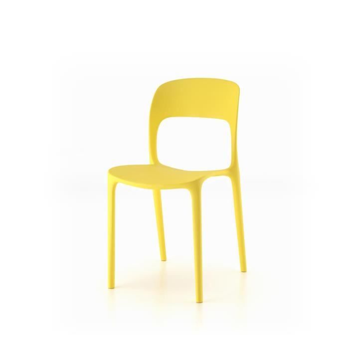 mobili fiver, lot de 4 chaises de salle à manger amanda, jaune, polypropylène, made in italy