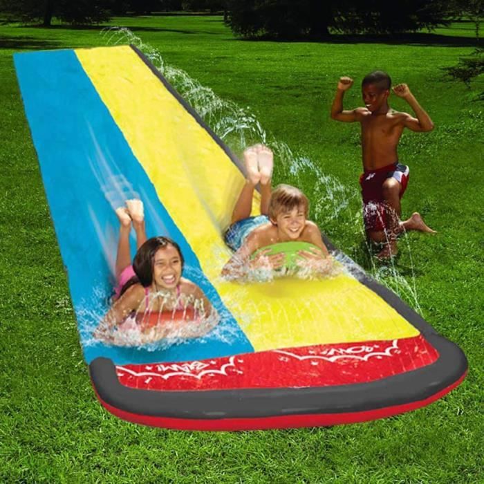 Toboggan aquatique à double voie, toboggan gonflable de 5,5 m et