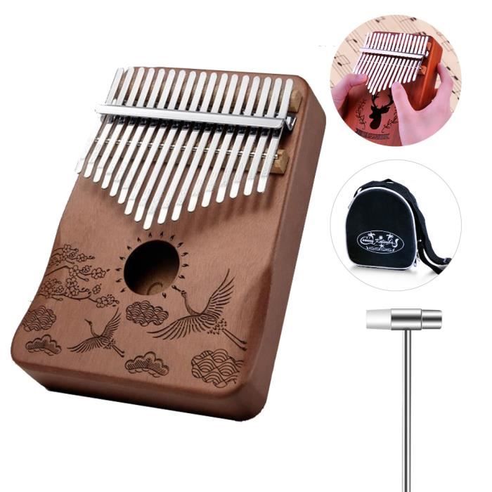 Kalimba Piano à Pouce 17 Touches Acajou - Mbira Sanza Avec Accessoires Pour Débutants Et Enfants
