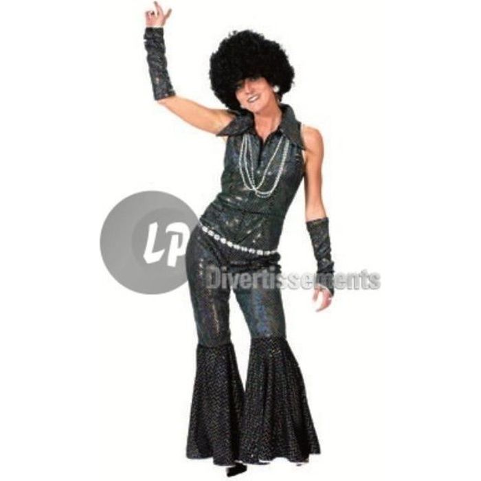 Déguisement Disco Noir Adulte L - Marque Disco - Costume Pailleté