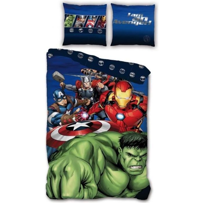 Avengers Marvel - Parure de lit enfant 1 place - Housse de Couette 140x200  cm et une Taie d'oreiller 63x63 cm. - Cdiscount Maison
