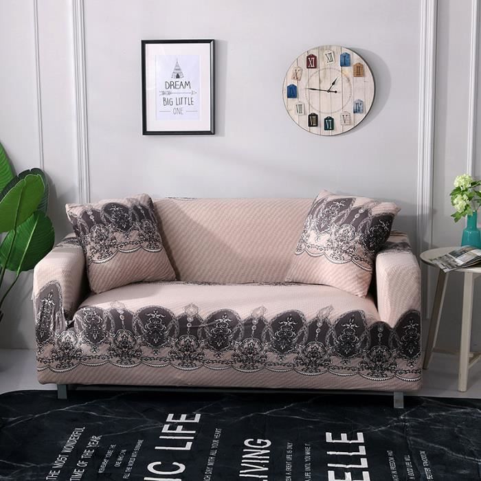 Housse de canapé - LEOCLOTHO - EA30022-11 - Extensible - Kaki - 3 places (190-230 cm)