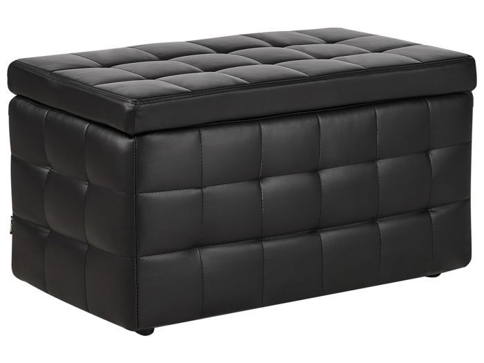 Pouf Chesterfield en cuir PU noir MICHIGAN