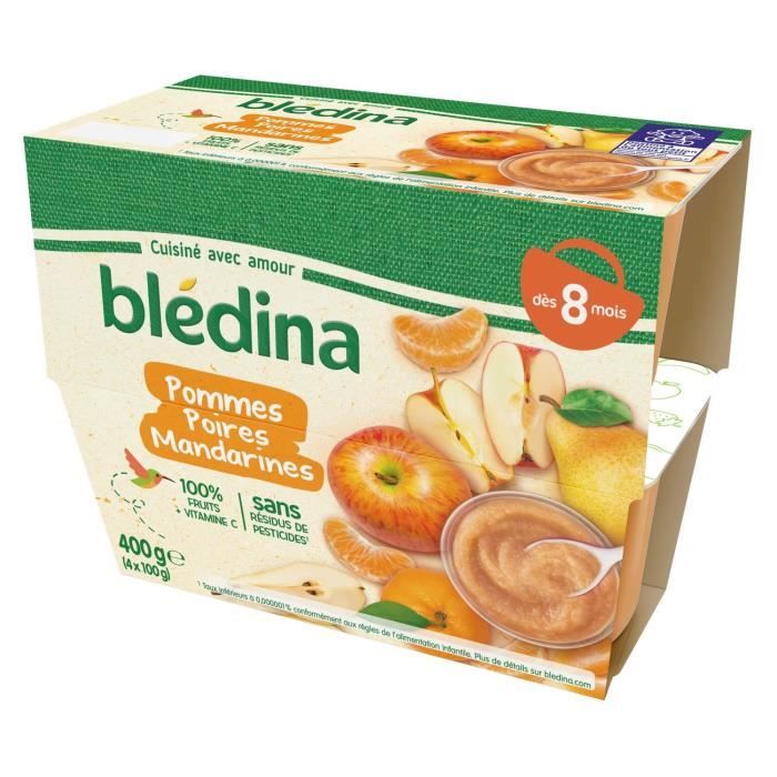 Lot De 12 Bledina Compotes Bebe Pommes Poires Mandarines Des 8 Mois 4 Pots De 100 G Achat Vente Compote Dessert Fruite Lot De 12 Bledina