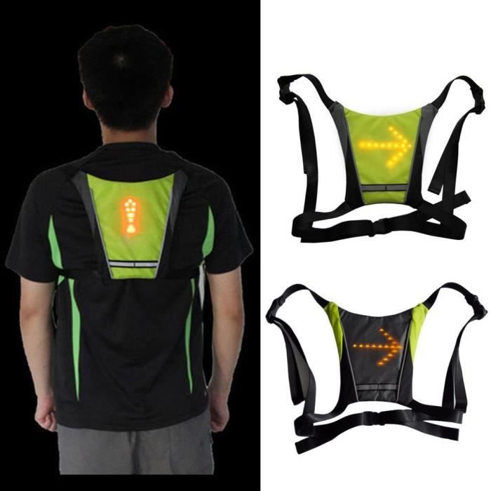 Gilet de cyclisme réfléchissant LED sans fil, sac de vélo vtt, clignotant,  gilet de vélo, gilet d'avertissement de sécurité, sac à dos - AliExpress