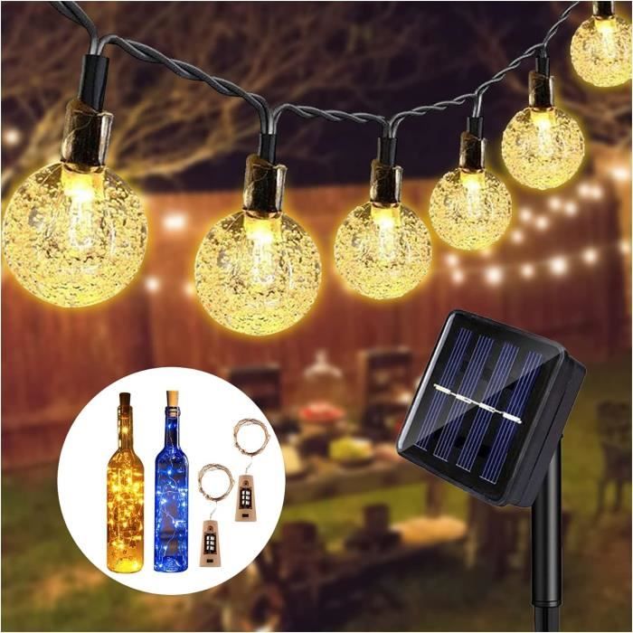 cshare Guirlande lumineuse solaire d'extérieur 5 m 50 LED Fil de cuivre cshare Guirlande lumineuse solaire d'extérieur 5 m 50 LED Fil de cuivre