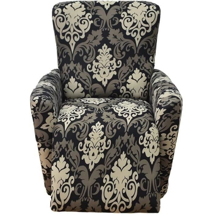 Ebeta Housse de Fauteuil Relax Doux Extensible, 4 Pièce Housse de Canapé Antidérapante avec Poche Latérale, Protege de Meubles Lavable Housse de Fauteuil à Oreilles (Papillon Bleu