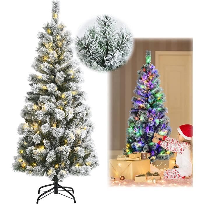 Sapin De Noël Artificiel 180 Cm Avec Lumières LED - 390 Branches, 180 LEDs Blanc Chaud, Support Métal - Pour La Maison - 5