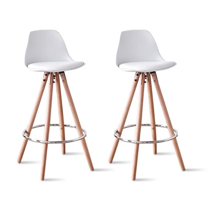 Lot de 2 tabourets de bar blancs - Soren