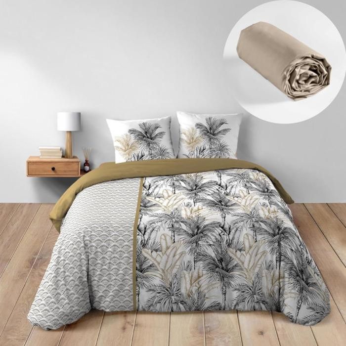 Pack Housse de Couette Dakar 260 x 240 cm + Drap Housse 160X200 cm Beige Pack Housse de Couette Dakar 260 x 240 cm + Drap Housse 160X200 cm Beige