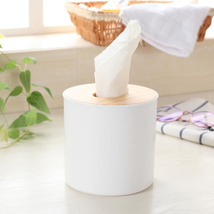 Boîte à Mouchoirs Avec Couvercle En Bambou - Support Rectangulaire Minimaliste Blanc - 25 X 13 Cm - Pour Maison, Bureau, Hôtel