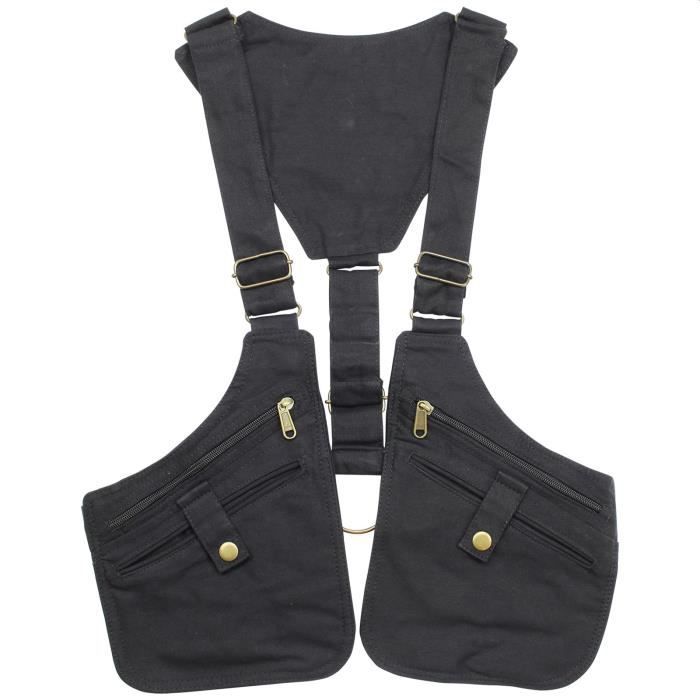 Sacoche - sacoche de ceinture - gilet - noir - laiton