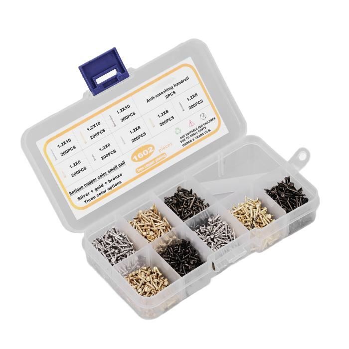 Assortiment 300 Clous Plaqué Laiton - 5 Tailles Pour Menuiserie Et Accrochage