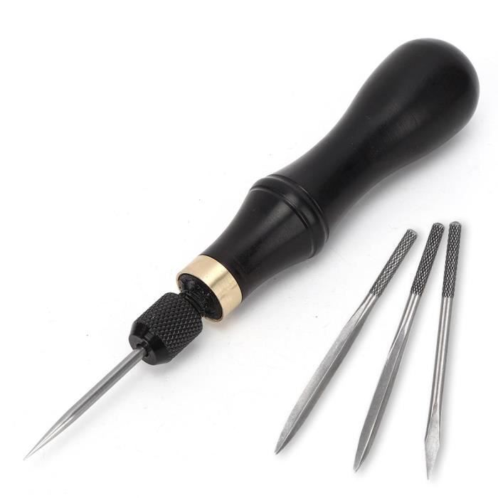Kit Alêne Couture Cuir Automatique Avec 2 Aiguilles - Poinçon Manuel Pour Travail Du Cuir