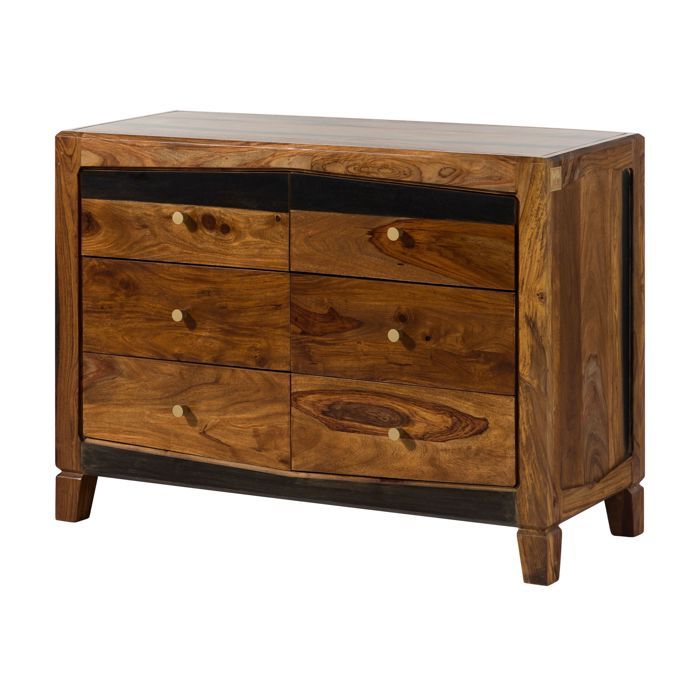 Buffet bas Sheesham brun foncé laqué massif 110x45x80 cm bois massif ANCONA #220
