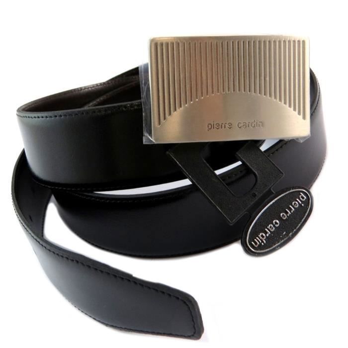 Ceinture Cuir 'Pierre Cardin' noir - marron - 35 mm [P5239]