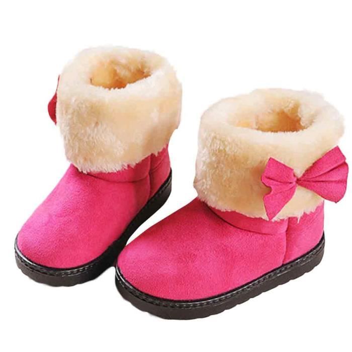 Mode Bowknot Hiver Bebe Fille Style Coton Boot Bottes Chaud De Neige Rose Vif Rose Vif Cdiscount
