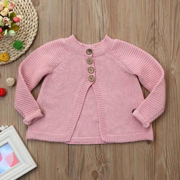 Marioyuzhang Tout Petit Enfant Bebe Layette Outfit Bouton Pull En Tricot Cardigan Manteau Tops Rose Rose Cdiscount Pret A Porter
