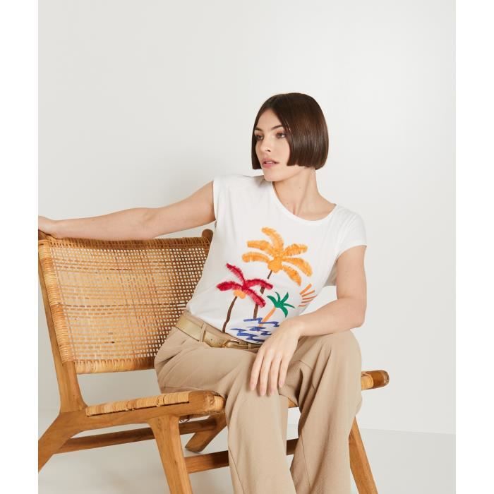 T-shirt Femme Grain De Malice, Taille S, Coton Beige, Neuf Sans étiquette
