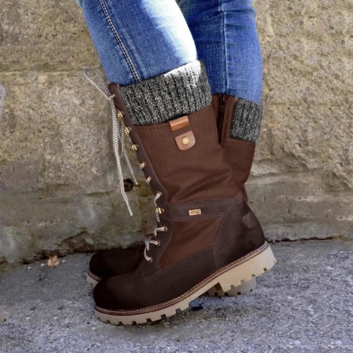 bottes femme mi mollet marron