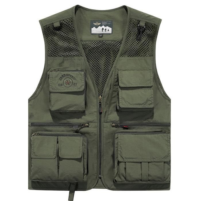 Gilet De Pêche Tactique Ausable Kaki - Multi Poches, Taille M - Vintage, Homme