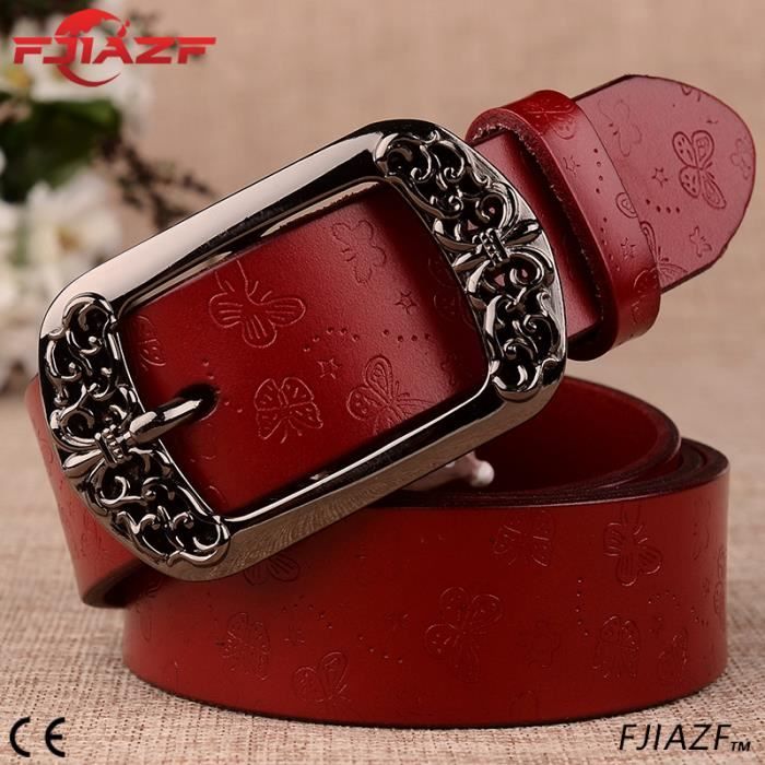 FJIAZF® Ceinture pour femme de marque de luxe - Ceinture en cuir véritable  décontractée - Design de mode - Haute qualité - Rouge Rouge - Cdiscount  Prêt-à-Porter