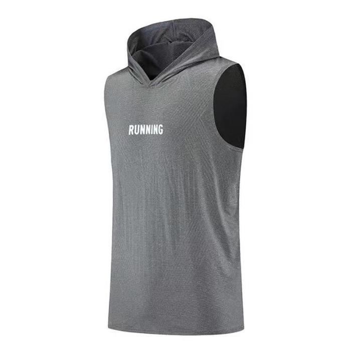 Débardeur Sport Homme à Capuche INSFITY Gris Running
