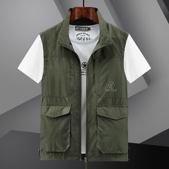 Veste Multi-poches Extérieur Gilet Homme MISSMAO Multi-poches - Pêche Camping Randonnée Décontracté Gilet Outdoor Homme