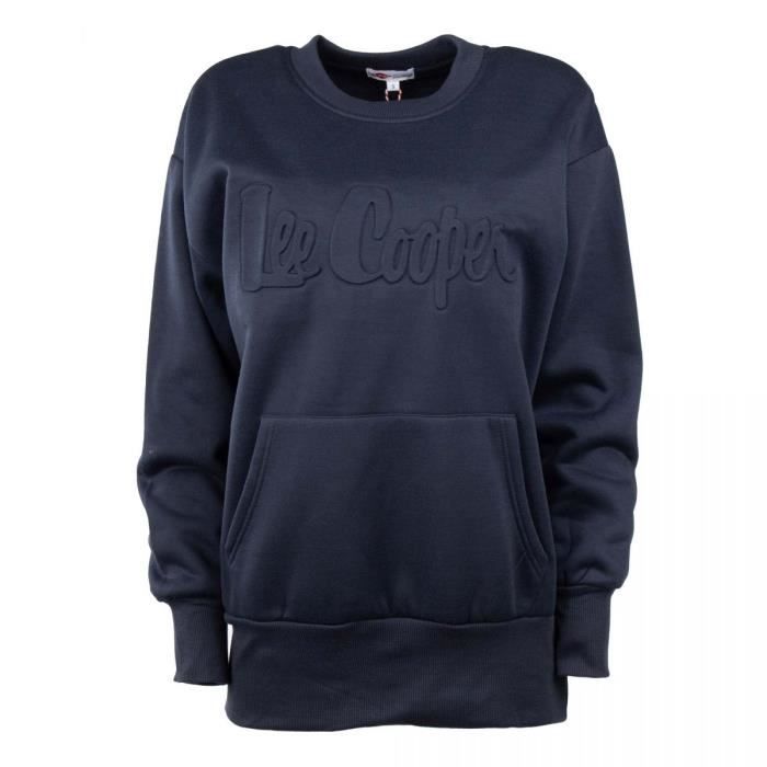 Sweat oversize col rond bleu femme