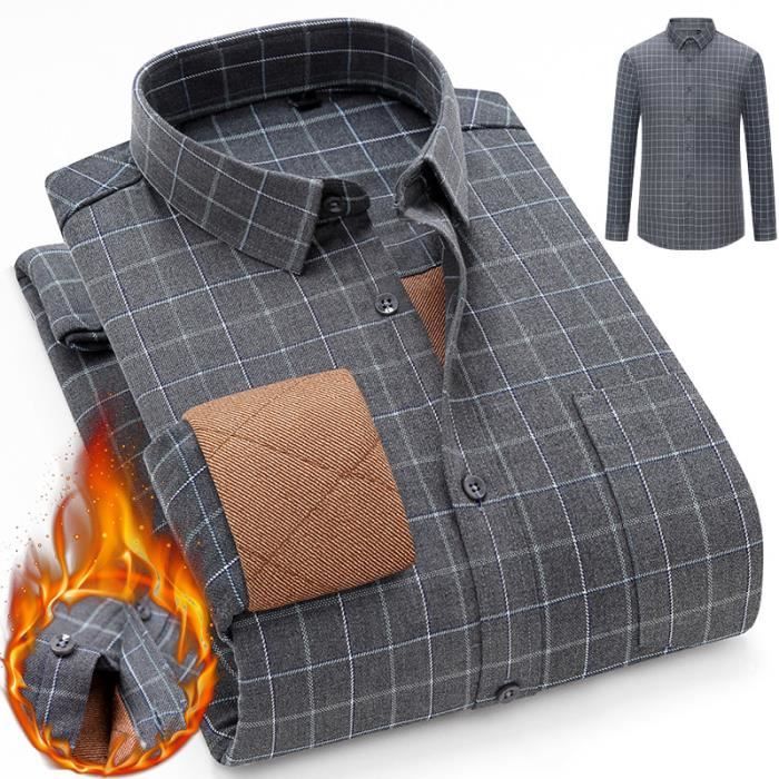 Chemise Hiver Homme Carreaux Chaude Doublée Polaire Manches Longues