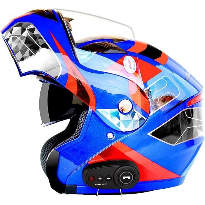 Casque Moto Modulable Bluetooth - Homologué ECE - Double Visière - Bluetooth 5.3 Intégré - Microphone - Taille M à XXL
