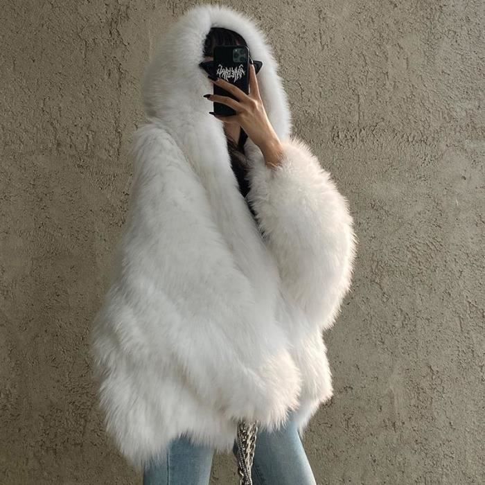 Sweat à Capuche White Fox Femme Gris Doublé Taille S/M - Coton Mélangé - Occasion