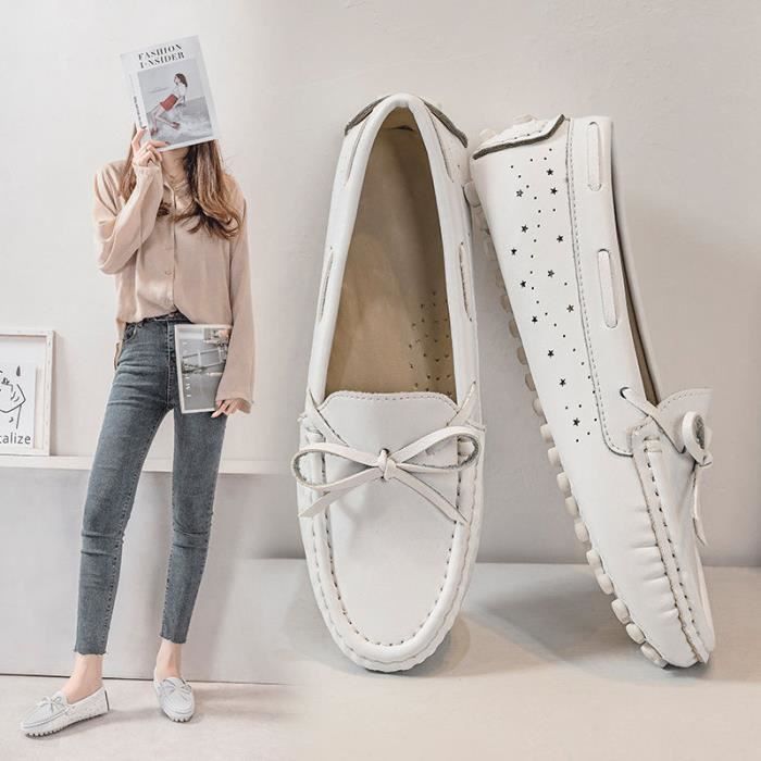 Mocassins En Toile Vulcanisés Pour Femme - Chaussures Plates Confortables De Loisirs, Bout Rond Avec Lacets