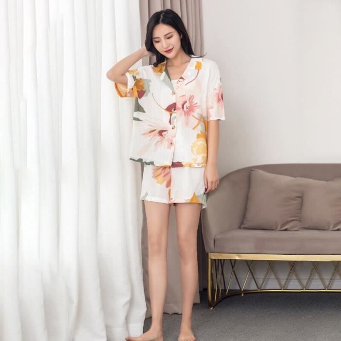 Pyjama deux-pièces femme coton gris motifs français style décontracté main image 1