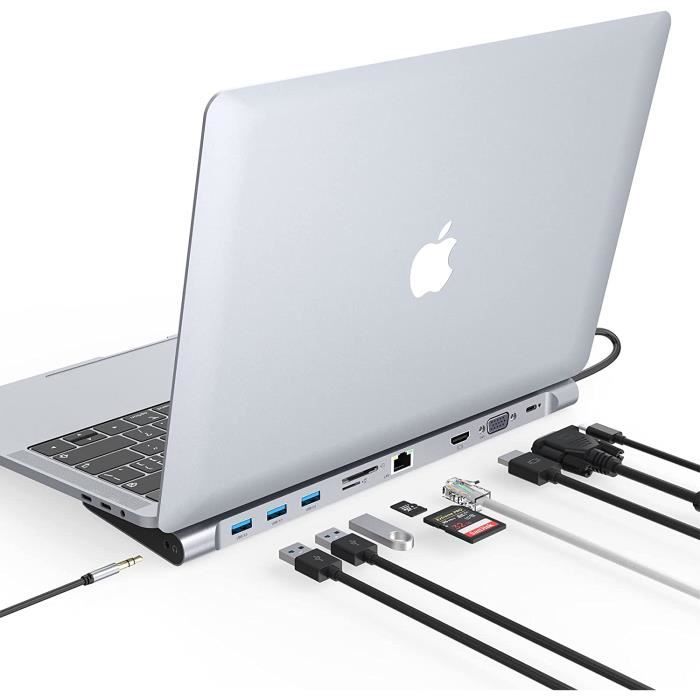Station D'accueil 10 En 1 We USB Type-C Pour Ordinateur Portable Gris