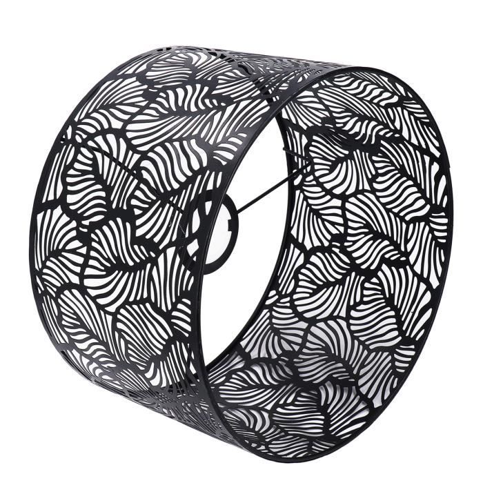 Abat-jour Fait Main 30cm - Toile Noire Motif Cashmere, Festonné, Douille E27